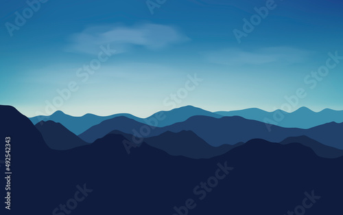 Fototapeta Naklejka Na Ścianę i Meble -  silhouettes of panoramic mountains view landscape