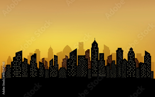 silhouette of city skyline view background