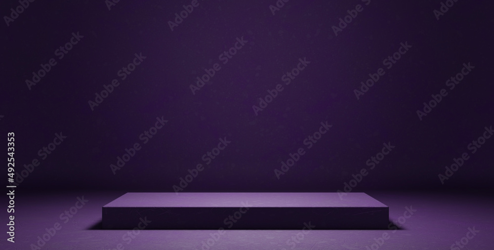 Copyspace Podium Platform Studio Dark Purple Violet Display Background Product Display Concept 3D Rendering