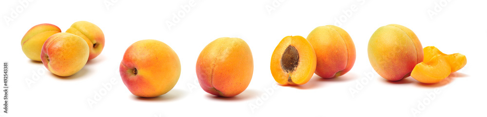 Fresh cut apricot fruits isolated on white background, with clipping path Fresh cut apricot fruits isolated on white background, with clipping path