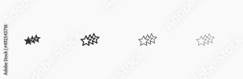 3 stars one by one linear vector illustration