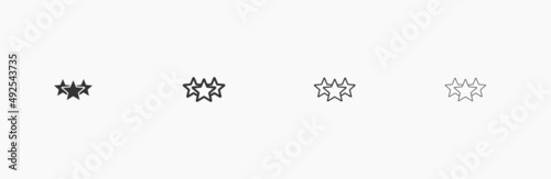 3 stars linear black icon vector