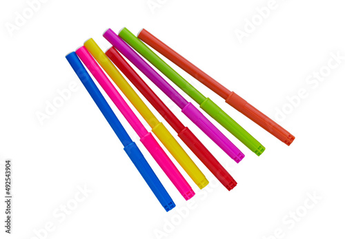 Felt Tip Pens. Multicolored Felt-Tip Pens isolated. Colorful markers pens photo