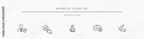 Approve and check related vector icon set. Tick icon for guaranty vector symbols