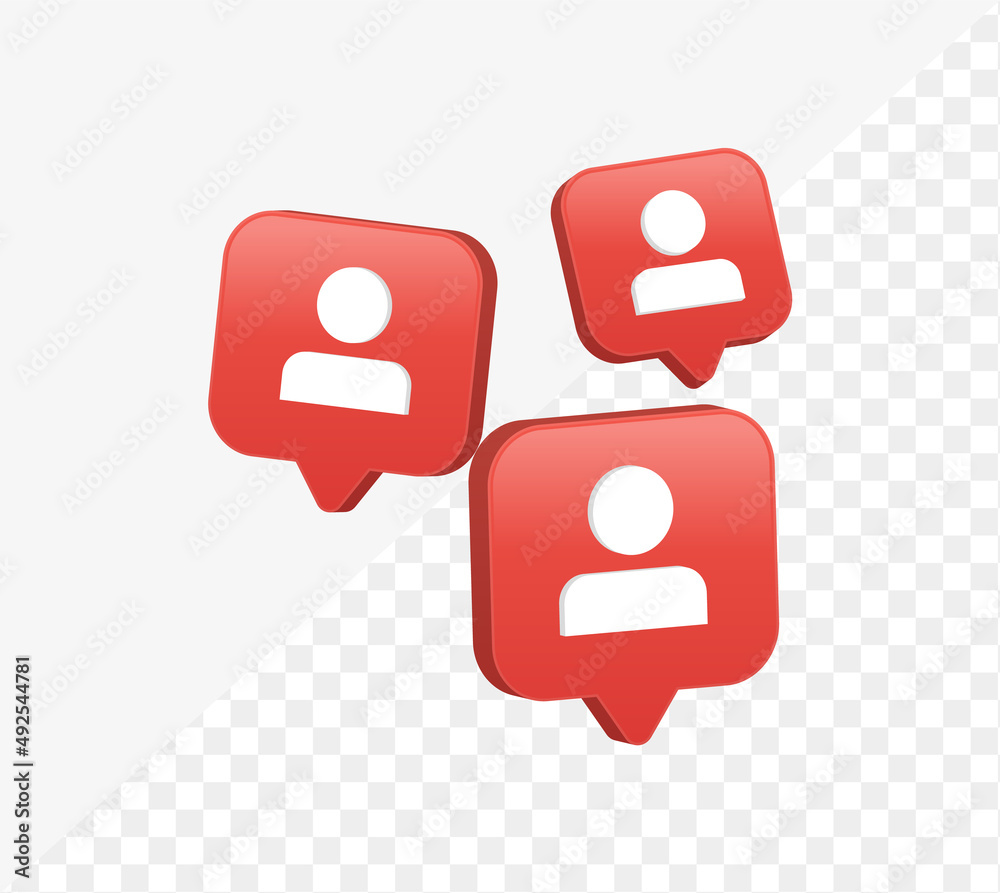 3d user follower icon in modern glossy speech bubble for social media notifications icons - profile avatar bubbles social network reactions
3d user follower icon in modern glossy speech bubble for social media notifications icons - profile avatar bubbles social network reactions