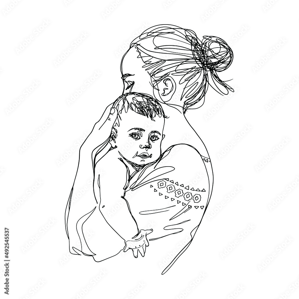 Share more than 215 mother baby sketch super hot
