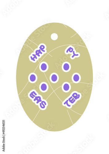 Easter Stickers. Colourful (Violet, etc.) Letters and Eggs on Colourful (Beige, etc.) Backgrounds with Seamless Scribble Patterns. Hand Draw Letter, Egg and Pattern Vectors. Ideas for Easter, etc.
