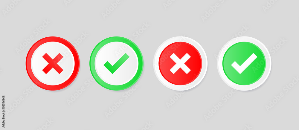 check box icon button with checkmark icons green tick box and red cross, check list circle frame with yes and no icons
check box icon button with checkmark icons green tick box and red cross, check list circle frame with yes and no icons