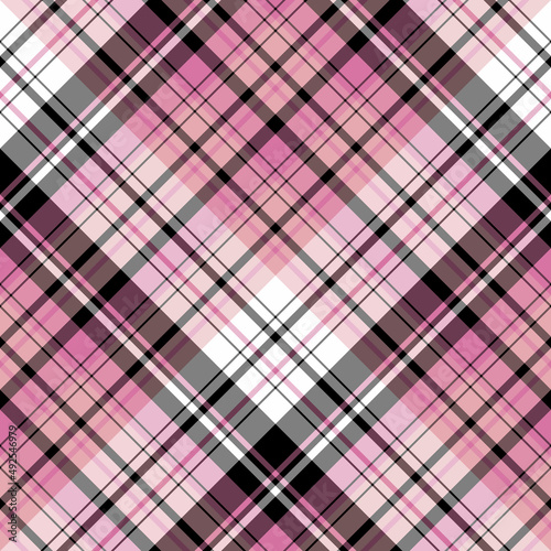 Seamless pattern in pink, black and white colors for plaid, fabric, textile, clothes, tablecloth and other things. Vector image. 2