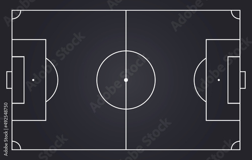 Soccer strategy field, football game tactic chalkboard template. Hand drawn soccer game scheme, learning blackboard, sport plan vector illustration