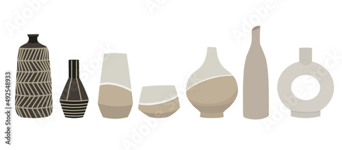 Set of vases, bohemian style decor, boho vases, modern interior decor.