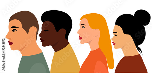 portrait of people of different nationalities flat design, isolated, vector