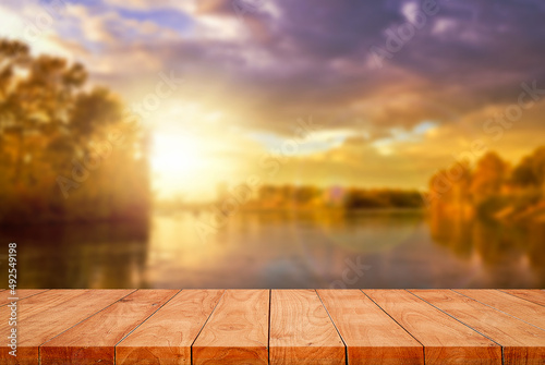wooden floor on natural background sunset used for background advertisement news poster