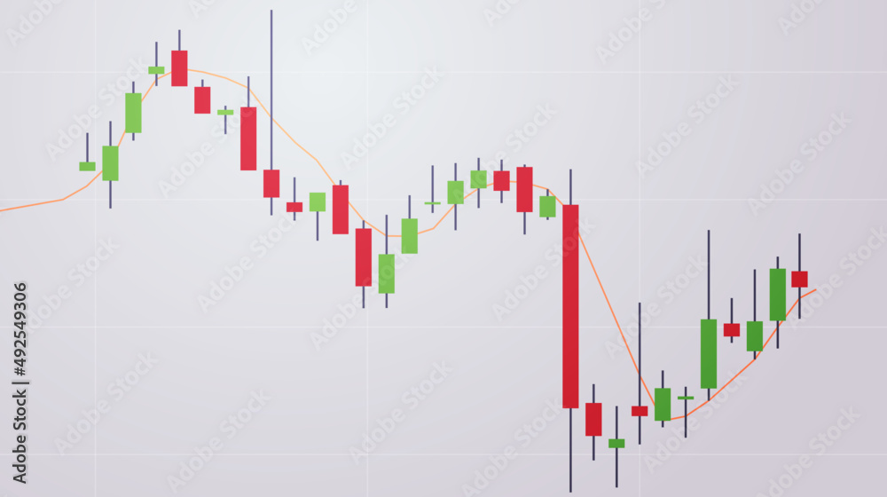 Analyzing falling down and stock market trading graph candlestick chart ...