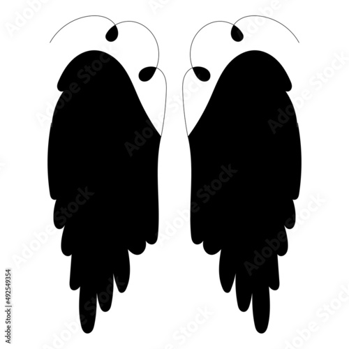 wings black silhouette, isolated vector