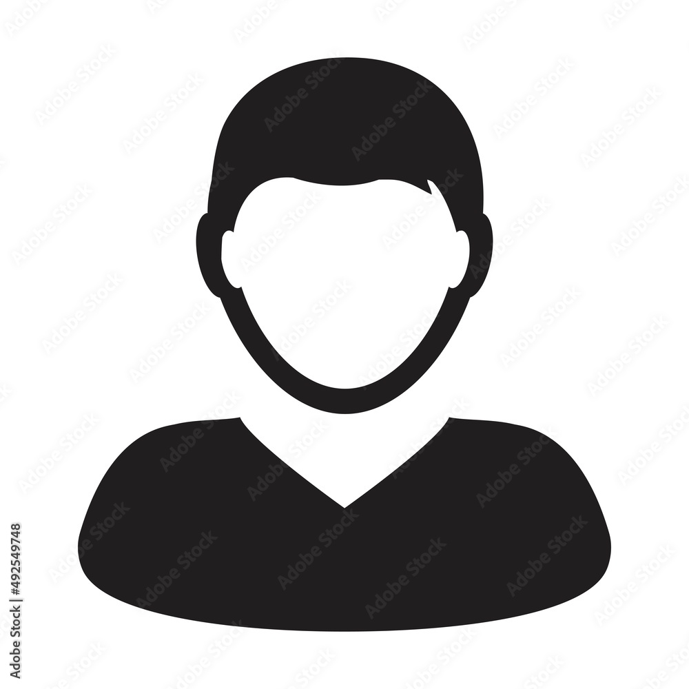 Staff icon vector male user person profile avatar symbol for business in a flat color glyph pictogram sign illustration