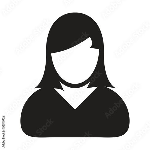 Person icon vector female user profile avatar symbol for business in a flat color glyph pictogram sign illustration