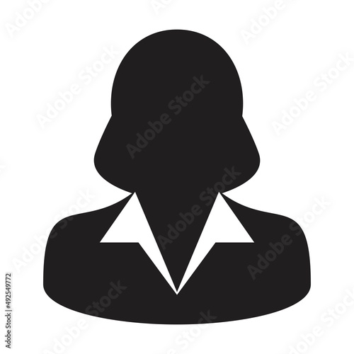 Consultant icon vector female user person profile avatar symbol for business in a flat color glyph pictogram sign illustration