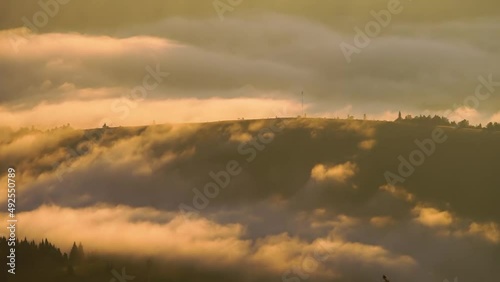 drone flies over the valley of the Prut River, next to the highest peak of the Carpathians - Mount Hoverla. Below the famous hotel, camping, the road to the tract Zaroslyak
 photo