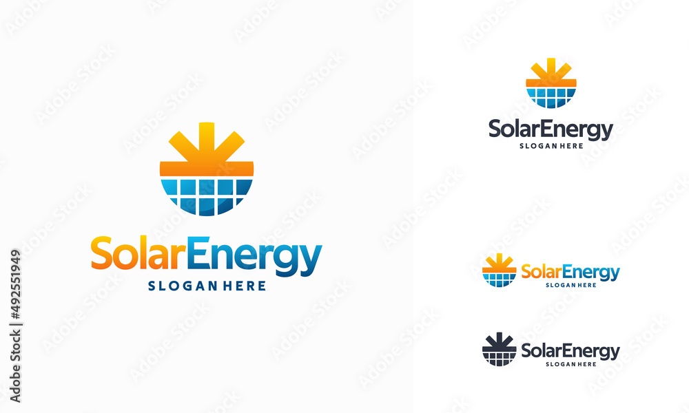 Solar Energy Panel logo designs vector, Sun power logo