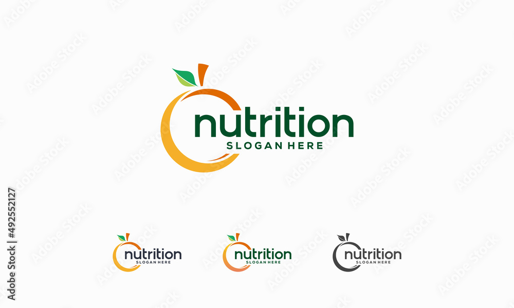 Fruit Nutrition Logo Design Nature Organic. Fresh Orange Fruit Logo Icon