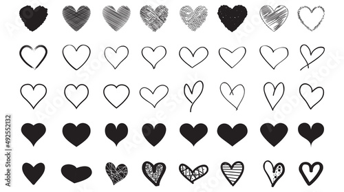 Heart contour vector. Black hand drawn love icon isolated. Paint brush stroke heart icon. Hand drawn vector for love logo, heart symbol, doodle icon and Valentine's day. Painted grunge vector shape