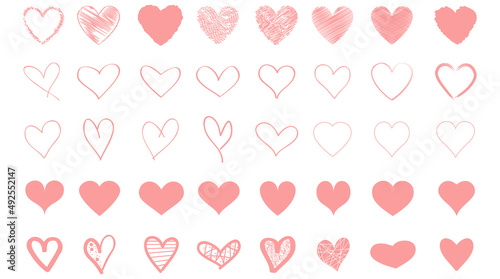 Heart contour vector. Red hand drawn love icon isolated. Paint brush stroke heart icon. Hand drawn vector for love logo, heart symbol, doodle icon and Valentine's day. Painted grunge vector shape