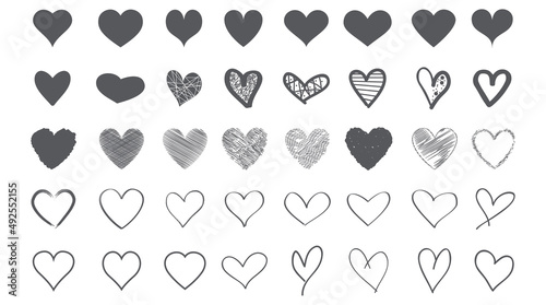 Heart contour vector. Black hand drawn love icon isolated. Paint brush stroke heart icon. Hand drawn vector for love logo, heart symbol, doodle icon and Valentine's day. Painted grunge vector shape