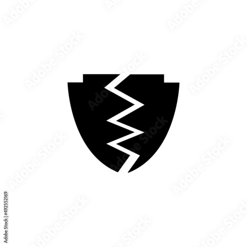 Graphic flat broken shield icon for your design and website