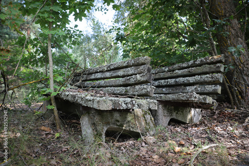 Bench in Pripyat Town, Chernobyl Exclusion Zone, Ukraine