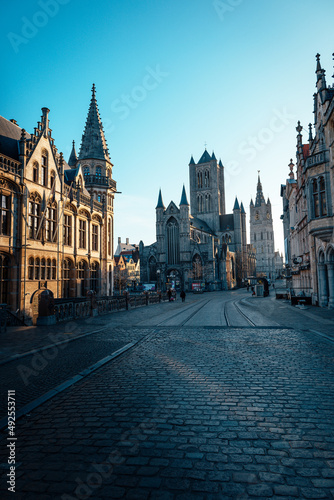 Fototapeta Naklejka Na Ścianę i Meble -  Ghent is a city and a municipality in the Flemish Region of Belgium. It is the capital and largest city of the East Flanders province, and the third largest in the country.