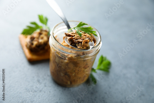 Homemade vegetarian pate with olives