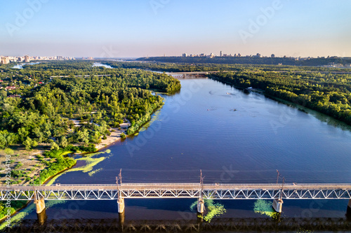 Petrovsky Railway Bridge across the Dnieper in Kiev, Ukraine before the war with Russia © Leonid Andronov