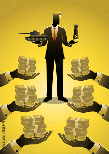A businessman selling weapon and bomb