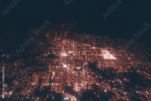 Fototapeta Naklejka Na Ścianę i Meble -  Tucson aerial view at night. Top view on modern city with street lights