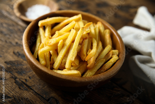 Homemade French fries with sea salt