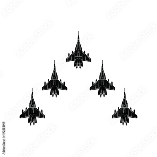Flying Fighter Jet vector icon color editable