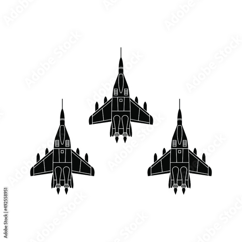 Flying Fighter Jet vector icon color editable