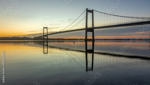 Fototapeta Naklejka Na Ścianę i Meble -  Denmark, Middelfart, 16.Dec. 2021 - Here the Little Belt Bridge at sunset