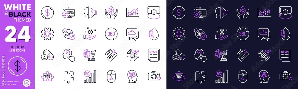 Fair trade, Puzzle and 5g wifi line icons for website, printing. Collection of Face id, 360 degrees, Chemistry dna icons. Dollar money, Weather forecast, Augmented reality web elements. Vector Fair trade, Puzzle and 5g wifi line icons for website, printing. Collection of Face id, 360 degrees, Chemistry dna icons. Dollar money, Weather forecast, Augmented reality web elements. Vector