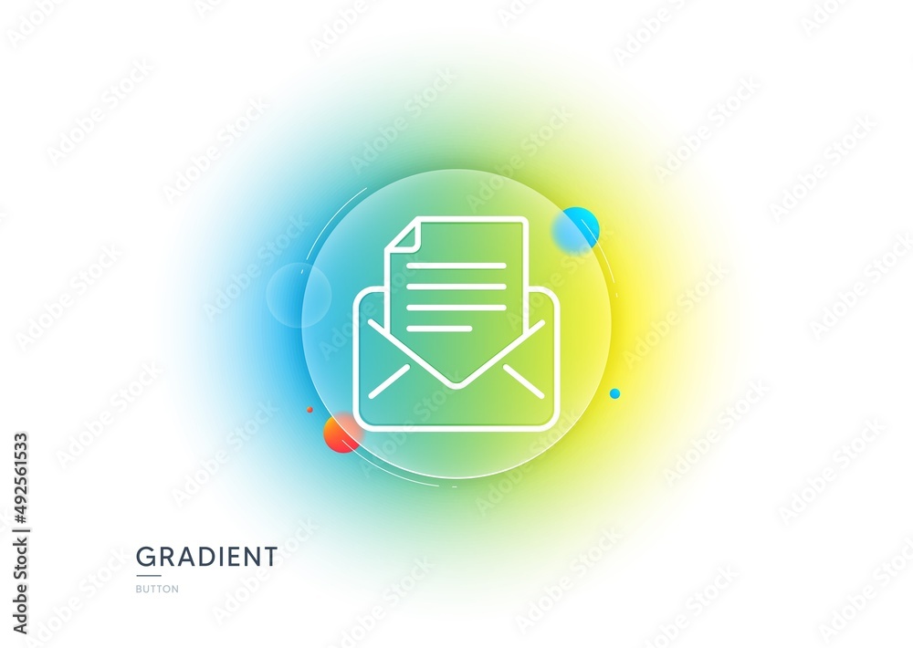 Mail correspondence line icon. Gradient blur button with glassmorphism. Read Message sign. E-mail symbol. Transparent glass design. Mail correspondence line icon. Vector Mail correspondence line icon. Gradient blur button with glassmorphism. Read Message sign. E-mail symbol. Transparent glass design. Mail correspondence line icon. Vector