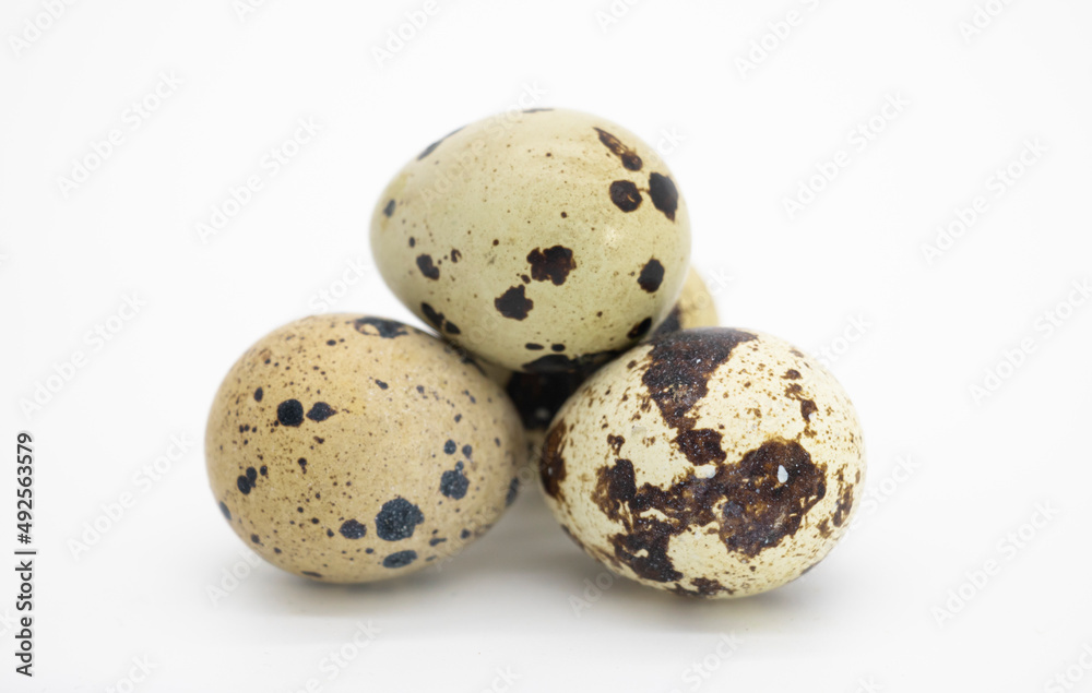 Set of three perpaline eggs isolated on white background Set of three perpaline eggs isolated on white background
