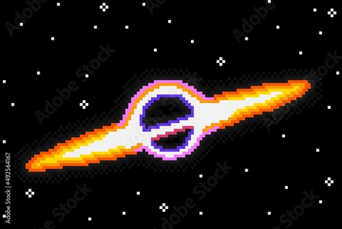 black hole in space pixel art.