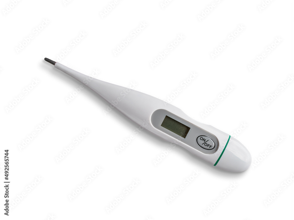 Electronic thermometer isolated on white. Fever diagnostic and healthcare concept. Electronic thermometer isolated on white. Fever diagnostic and healthcare concept.