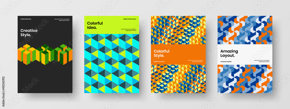 Modern poster design vector template collection. Amazing mosaic shapes presentation layout set. Modern poster design vector template collection. Amazing mosaic shapes presentation layout set.