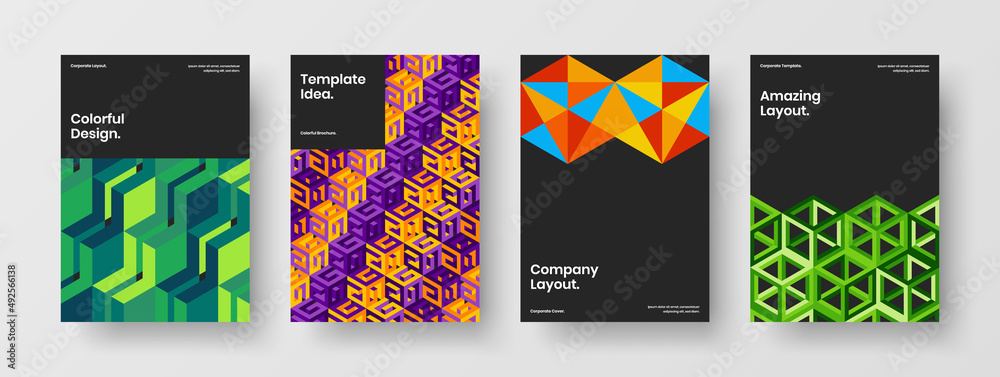Fototapeta premium Premium geometric pattern front page layout collection. Modern company identity vector design illustration composition.