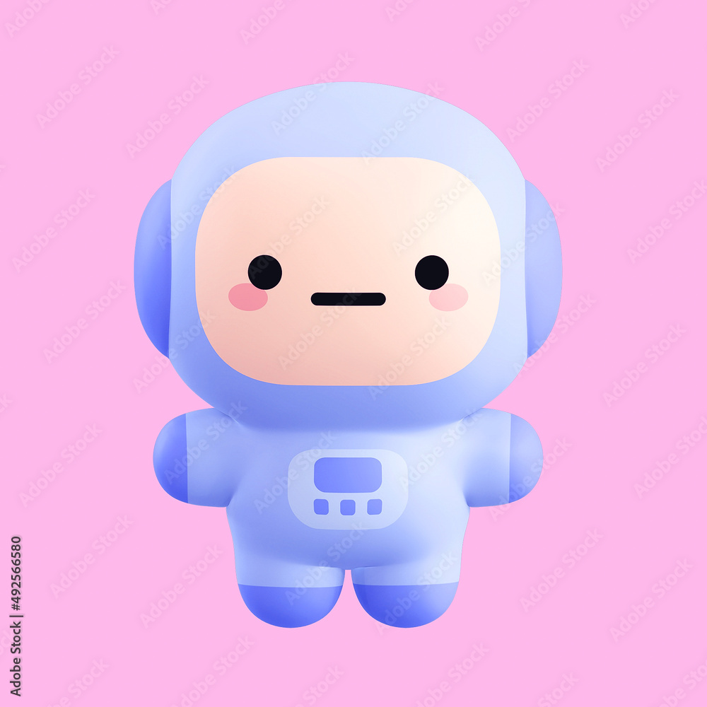 Funny little kawaii emoji character. Cartoon astronaut boy 3d render illustration on pink backdrop Funny little kawaii emoji character. Cartoon astronaut boy 3d render illustration on pink backdrop