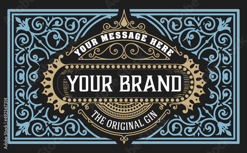 Whiskey label with old frames