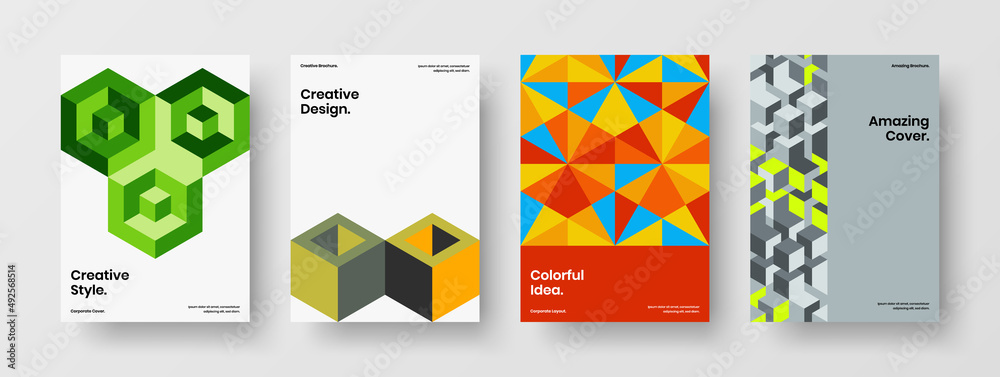 Clean company cover A4 design vector layout composition. Isolated geometric tiles front page illustration bundle. Clean company cover A4 design vector layout composition. Isolated geometric tiles front page illustration bundle.