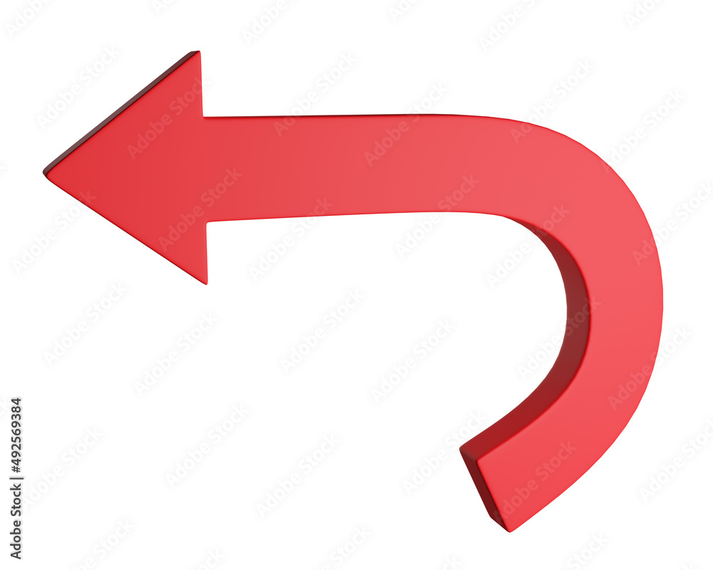 3d red arrow icon isolated on white background. 3D rendering